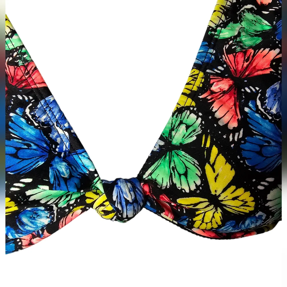 No Boundaries butterfly print bikini Swimwear top is size S 4-5 bottom M 7-9